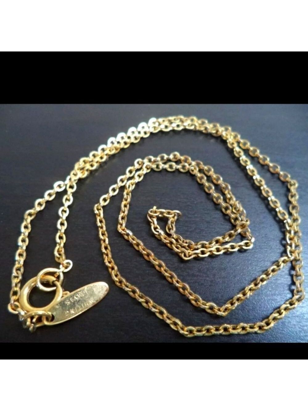 VINTAGE SIGNED WHITING DAVIS GOLD TONE 25" NECKLACE